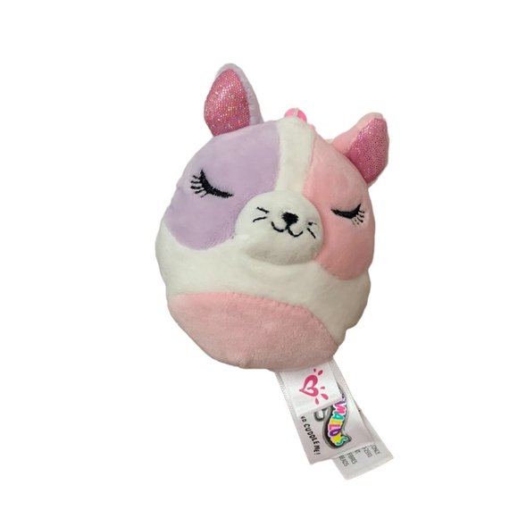 Squishmallow Clip Cat Justice Colette Purple Pink White 2019 Scented Pastel Rare - Picture 1 of 9